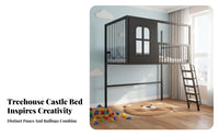 Space-Saving Castle Bed with Slide Multi-Functional children's Furniture Playful Design Playhouse Feature for children, Girls, Parents, Small Apartment, Bedroom, Indoor Play Area, Playroom