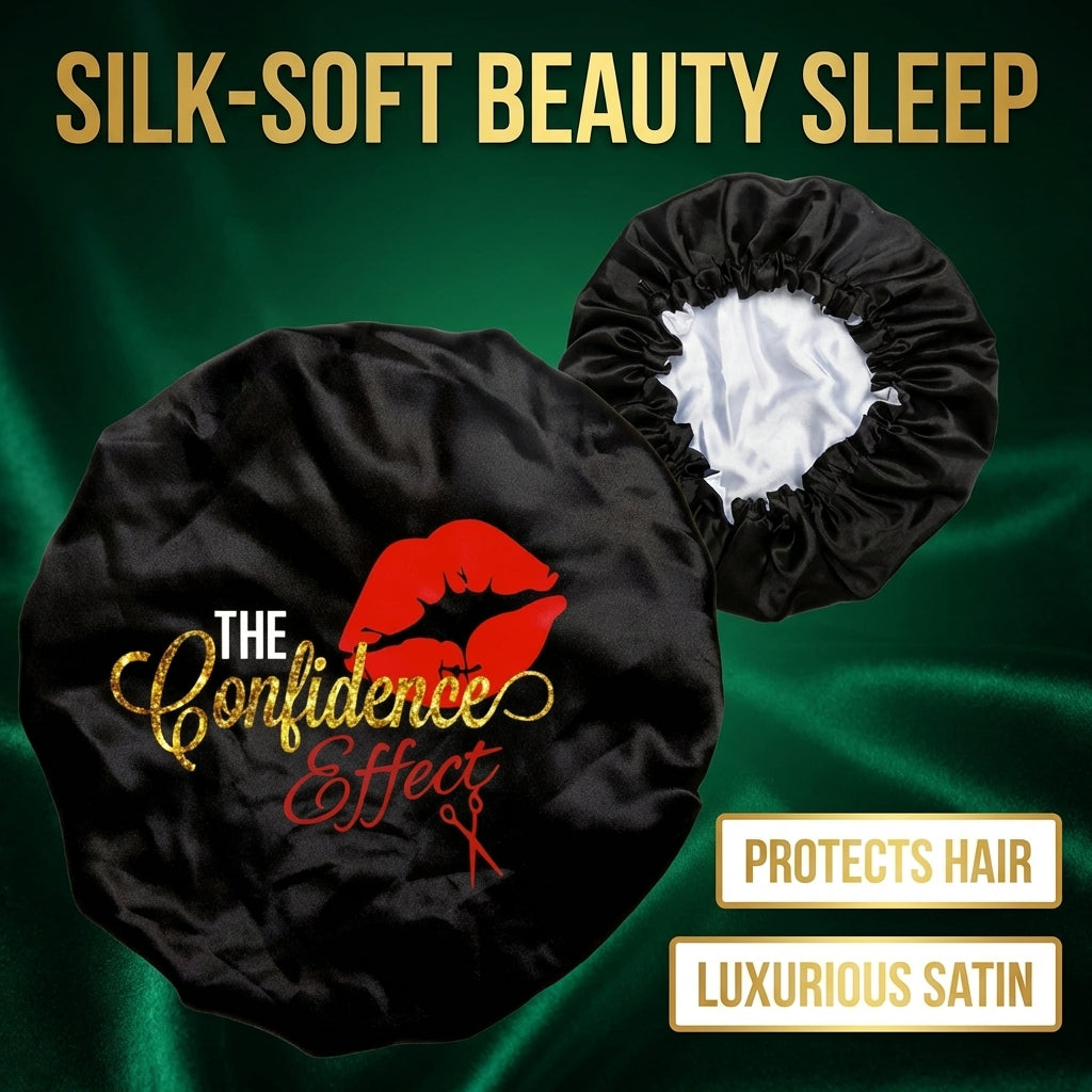 Hair Bonnet for Sleeping Women, Double Layer Satin Cap with Adjustable Wide Band Cover for Curly Protection