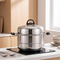 Steamer Pot with Lid Large Stainless Steel Steamer Cookware Double-Handled Domed for Home Cooks, Stovetop, Kitchen