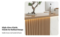 L-Shaped Front Counter High-Gloss Varnished Finish Commercial Cashier Desk Sturdy Construction L-Shaped Reception Desk for Receptionists, Lobby