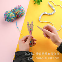 Wooden Fork-Shaped Yarn Braiding Tool for Kids DIY Crafts