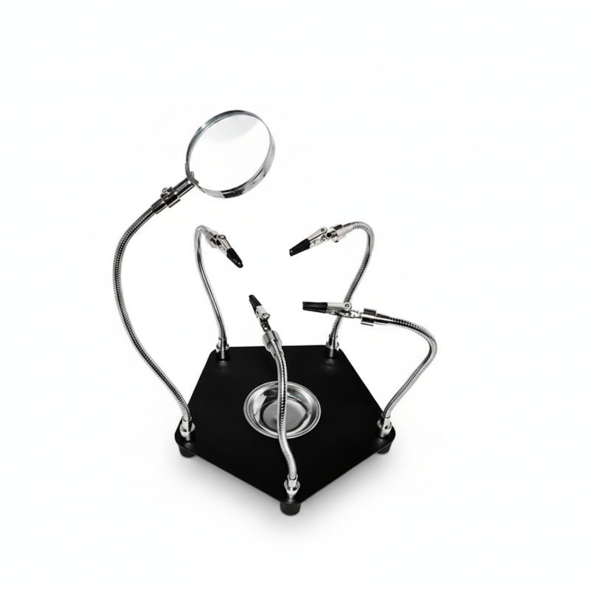 1 Piece Soldering Helping Hands Tool Featuring Magnifying Lamp LED Light Heavy Base Adjustable Arms and Secure Clamps Suitable for Hands-free Electronics Repair Desktop Inspection