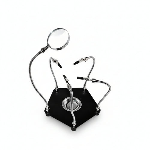 1 Piece Soldering Helping Hands Tool Featuring Magnifying Lamp LED Light Heavy Base Adjustable Arms and Secure Clamps Suitable for Hands-free Electronics Repair Desktop Inspection