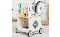 wood kids Activity Cart Storage Space Wooden Infant Sit to Stand Learning Toy Smooth Movement Educational Push Toy for Young Children, Infants, Playroom
