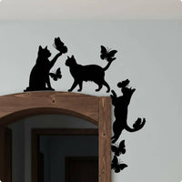 Kitten and Butterfly Outline Cute Door Decoration Easy to Install