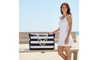 Waterproof Large Beach Bag Lightweight Women's Beach Tote Foldable Rope Handle Carryall Easy to Clean for Families, Pool, Travel, Vacation