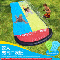 户外双人滑水道 夏季戏水草地单人滑水道冲浪板PVC充气玩具水滑梯