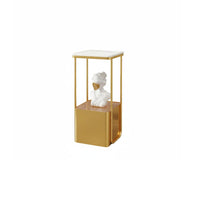 2-Tier Accent Table Sintered Stone Top Plant Stand Multi-Functional for Entryway
