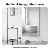 Mobile Design Wheeled Towel Valet with Hamper Space Saving Bathroom Organizer Rust-Proof Storage Trolley Multi-Functional for Homeowners, Families, Students, Laundry Room, Bedroom, Balcony