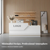 Compact Design Small Reception Desk Large Storage Space Modern Reception Desk Multi-Functional Retail Checkout Counter Sturdy Construction for Money Iers, Receptionists, Shopkeepers, Barbershop, Boutique, Office, Lobby