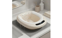Digital Temperature Display Electric Sitz Bath for Toilet Water Massage Function Electric Sitz Bath Single-Press Operation Over-the-Toilet Wash Basin Double Nozzle Design for Women, Postpartum Mothers, Elderly