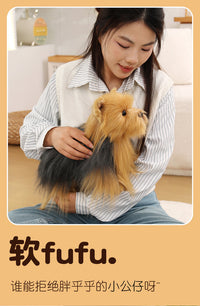 跨境仿真萌宠动物比格犬公仔毛绒玩具可爱长毛约克夏小狗玩偶抱枕