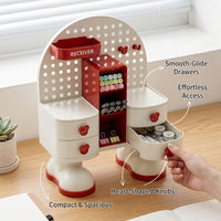 Desktop Organizer with Drawer for Office Desk, Pegboard Design Stationery Storage Box for Students, Extra Large 18L Capacity