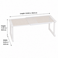 Expandable Shelf Cupboard Organiser, White Carbon Steel Pantry Shelf, No-Drill Storage for Kitchen & Desk, 52-86cm Adjustable