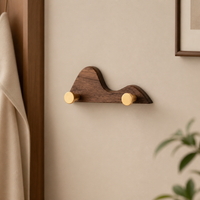 Wooden Wall Hooks, Single Coat Hooks, Individual Hallway Bedroom Decorative Hooks, Minimalist Design for Hats Handbags, 3-5 kg Capacity