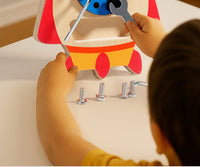 Nut Rocket Screw Toy - Wooden Montessori Early Education Game for Kids