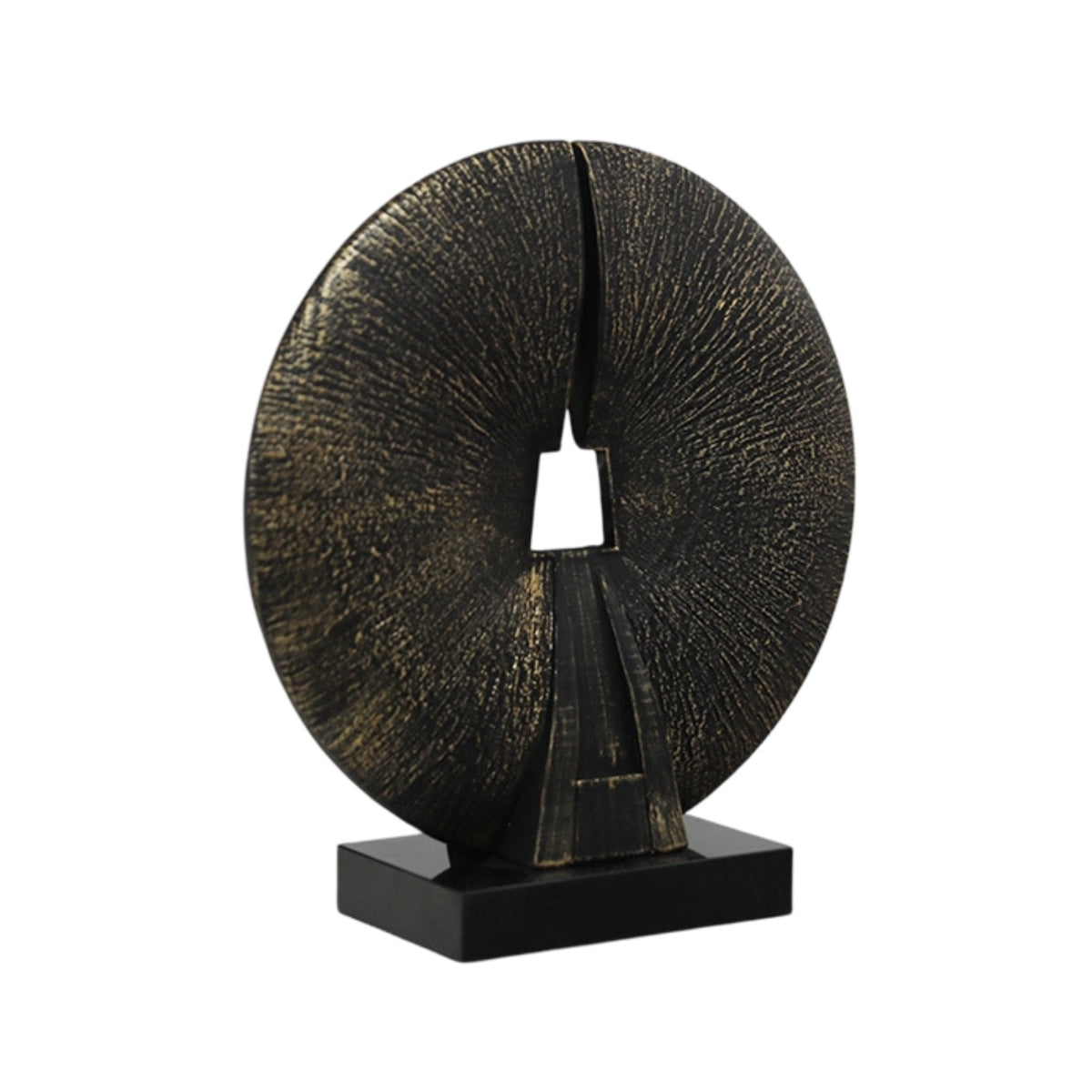 Circular Disc Sculpture Minimalist Resin Sculpture with Base Abstract