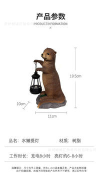 Solar Otter Lantern Garden Resin Animal Statue Decoration