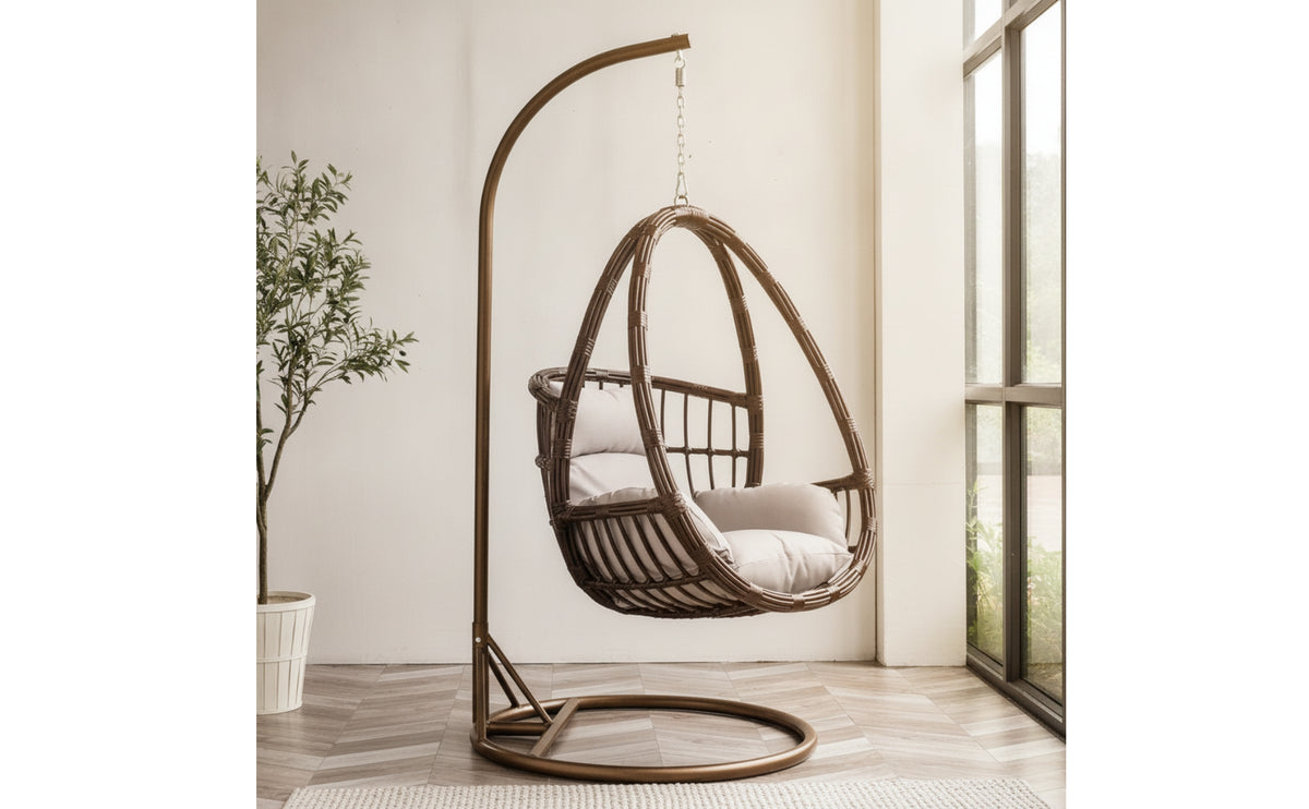 Egg Chair with Stand Freestanding Hanging Egg Chair Outdoor for Adults, Readers, Balcony, Backyard, Living Room