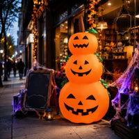 Freestanding Inflatable Jack-O'-Lantern Stack Seasonal Lighted Jack-O'-Lantern Scene Classic Spooky Halloween Inflatable Scene Outdoor for Yard, Porch, Garden, Party
