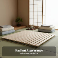 Wooden Slat foundation Breathable Design coilable Slatted Frame Strong reinforcement Bed Base for low-profile floor foundation Users, Apartment Dwellers, Small Apartments, Dorm Room