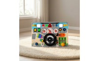 Busy Board with Lights and Hands-on Wooden Busy Board Fine Motor Educational Toy for Young Children, Kids, Playroom, Preschool, Travel