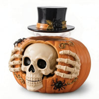 Skull-Faced Candy Jar Spooky Treat Jar Seasonal Container Festive for Entryway