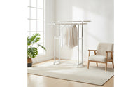 Adjustable Clothes Drying Rack with Wheels Space-Saving Clothes Rack with Double Rods Heavy-Duty Portable for Laundry Room, Bedroom