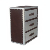 Bedside Drawer Cabinet Mechanical and Appearance Riveted Aeronautic End Table Vintage Look Multifunctional for Homeowners