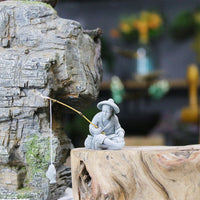 Simulated Fishing Elder Ornament for Garden Rockery and Bonsai