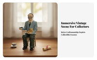Pipe Detailed Dollhouse Man Figure Seated Elderly Man Figurine