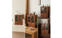 Wooden Desktop Display Cabinet Space-Saving Tabletop Display Cabinet Vintage-Style Organizer Antique-Inspired for Homeowners, Collectors