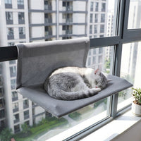 Cat Hammock Window Perch with Metal Frame, Washable Hanging Cat Bed for Indoor Cats, Strong Suction Cups, Elevated Rectangular Soft Window Seat