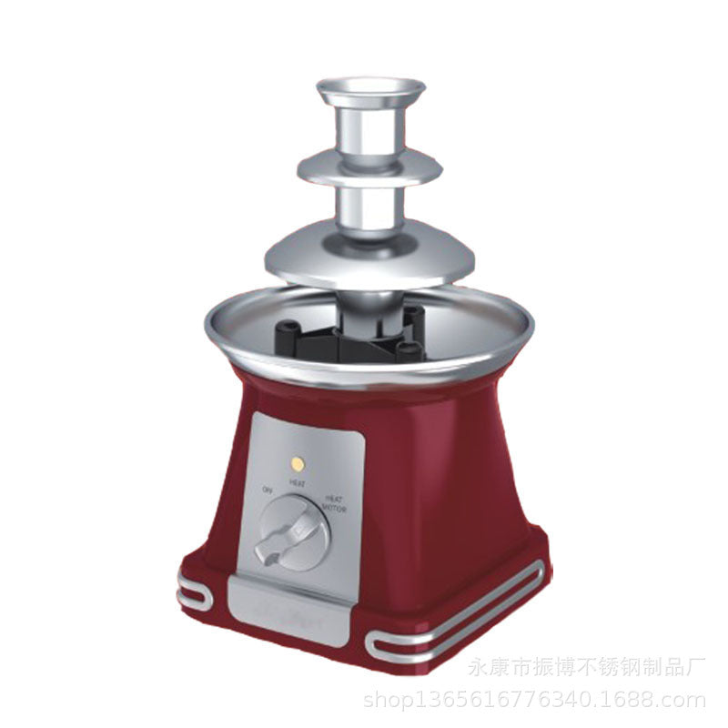 跨境家用迷你巧克力酱喷泉机小型diy朱古力瀑布融化淋面喷淋机 美规