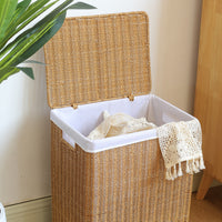 Japanese Rattan-Style Laundry Basket with Lid for Balcony