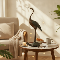 Crane Statue with Turtle Support Decorative Crane Sculpture on the Turtle Artistic Decor for Adults, Study, Living Room, Office