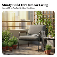 Upholstered Armchair with Woven Rear Waterproof Patio Seating Anti-Corrosive Dense Foam Padding for Residents, Courtyard