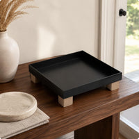 Wood Desktop Storage Box Decorative Square Wooden Tray Multi-Purpose