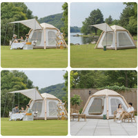 Sunsunscreen Inflatable Tent with Front Canopy Waterproof Inflatable Tent with Awning Wear-Resistant Shelter Windproof for Families