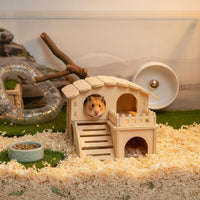 Hamster Wooden House Decorative Hamster Sleeping House Multiple Hiding Spots