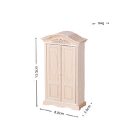1:12 Scale Cabinet Hand-Carved Dollhouse Wardrobe Unfinished Wood Mini Wardrobe for Model Makers