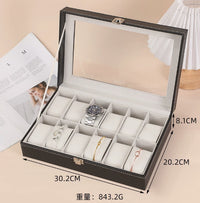 Multi-Slot PU Leather Watch Storage Box with Divider