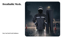 Reflective Rain Gear Wear-Resistant High Visibility Rain Suit Waterproof Jacket and Pants Set for Cyclists, Roadside, Rainy Days, Motorcycling