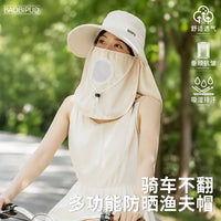 夏季全面遮脸太阳帽子女户外采茶帽薄款雪纺遮阳披肩防晒紫外线帽