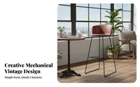 Metal Frame High Stool with Backrest Utilitarian Design Kitchen Island Stool Warehouse Design Built-in Footrest for Homeowners