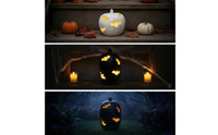 Pumpkin with Flying Mammal Shape Cutout Hollowed-out Halloween Pumpkin Carved Jack-Pumpkin Lantern Cutouts for Porch, Mantel, Entryway