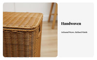 Woven Hamper with Lid Large Capacity Storage Basket Multipurpose for Families