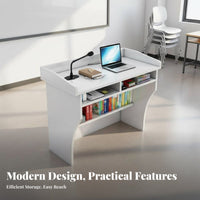 1 Lectern Classroom Presentation Desk Wooden Speech Stand Spacious Desktop Sturdy Construction Suitable for Lectures Meetings Speeches Auditoriums