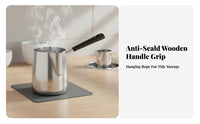 Internal Measurement Markings Coffee Latte Art Pitcher Multi-Purpose Stainless Steel Milk Pot Thickened Composite Bottom Mini Saucepan with Spout Induction Compatible for Home Cooks, Students, Parents, Stovetop, Cafe, Kitchen, Breakfast Making