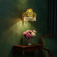 Peony Bamboo Leaf Light Shade Easy to Install Green Embroidered Lampshade